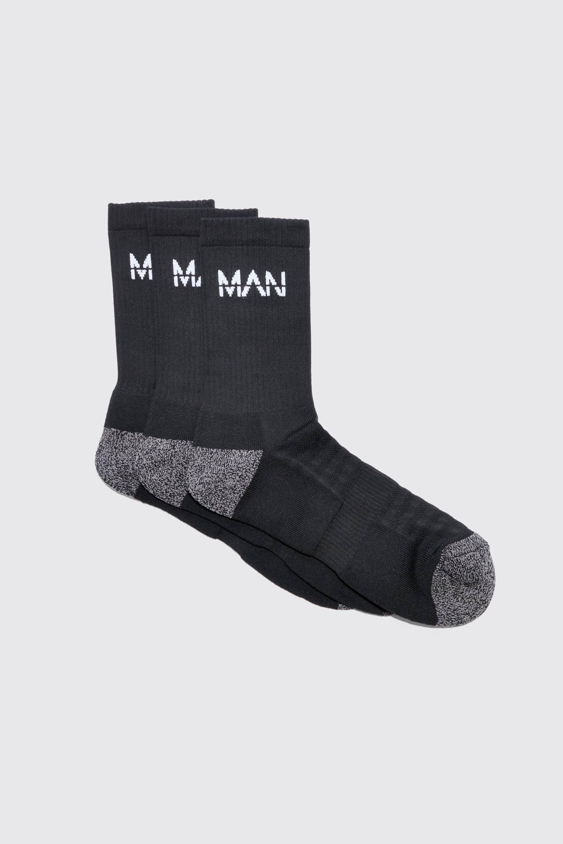 Mens Man Active Cushioned Training Crew 3 Pack Socks - Schwarz - ONE SIZE, Schwarz von boohooman