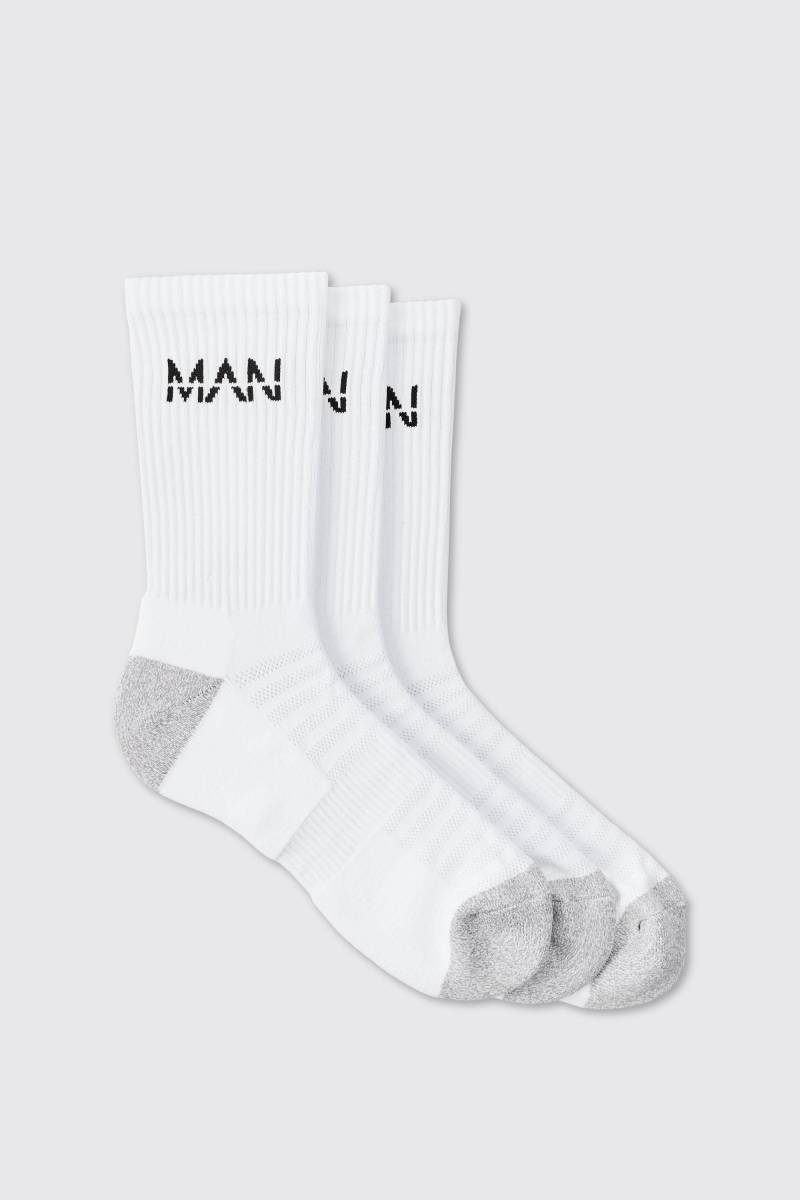 3er-Pack Man Active gepolsterte Trainings Socken - Weiß - ONE SIZE, Weiß von boohooman