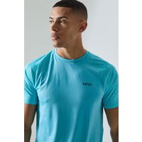 Mens Man Active Geo Jacquard T-shirt - Blau - XS, Blau von boohooman