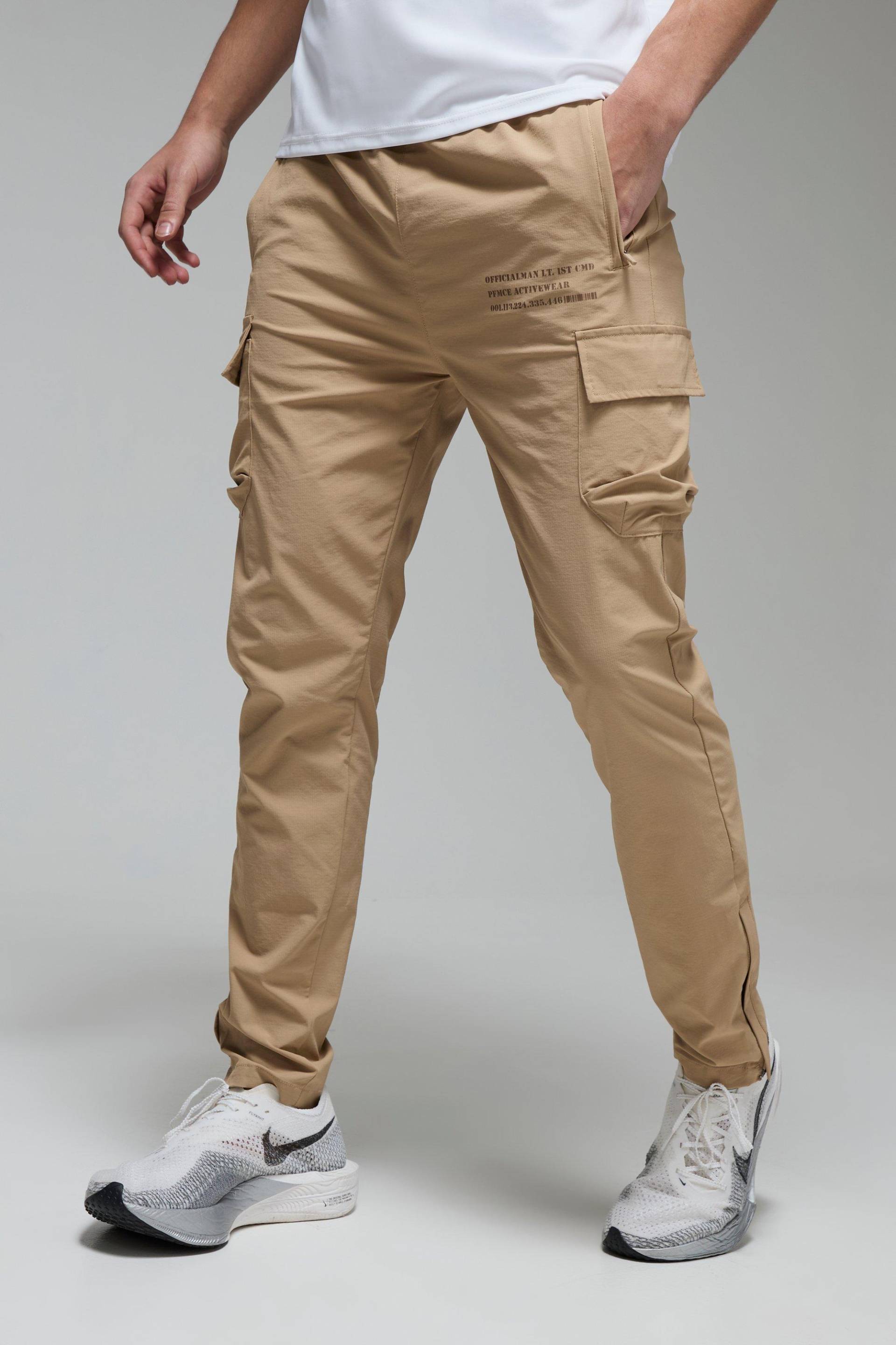 Man Active Gym Cargo-Jogginghose - Beige - M, Beige von boohooman