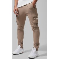 Mens Man Active Gym Cargo-Jogginghose - Beige - S, Beige von boohooman