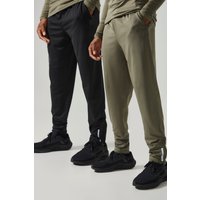 Mens 2er-Pack Man Active Gym Performance Jogginghose - Mehrfarbig - L, Mehrfarbig von boohooman