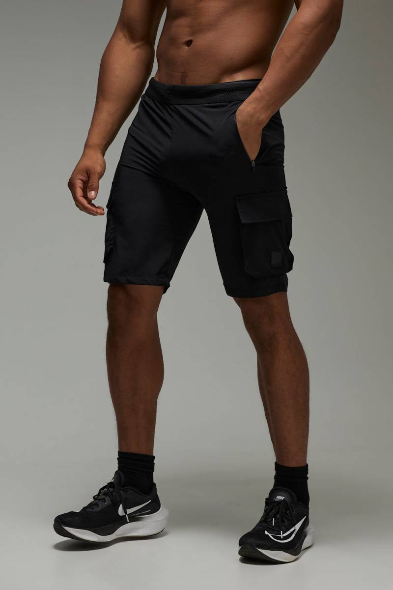 Man Active Gym Shorts mit Cargo-Taschen - Schwarz - XXL, Schwarz von boohooman