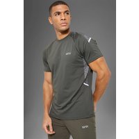 Mens Man Active Gym T-Shirt mit Detail - Khaki - M, Khaki von boohooman