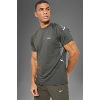 Man Active Gym T-Shirt mit Detail - Khaki - XL, Khaki von boohooman
