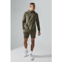 Kurzer Man Active Trainingsanzug - Khaki - S, Khaki von boohooman