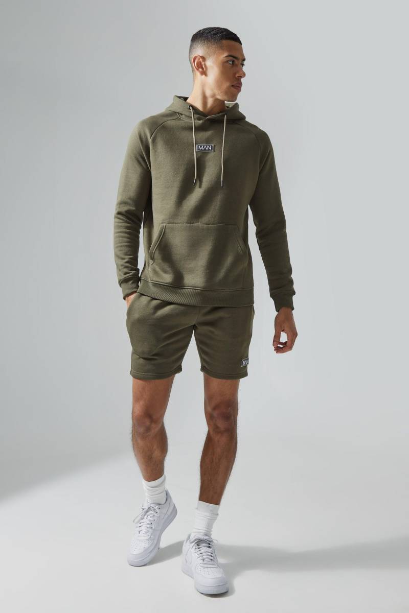 Kurzer Man Active Trainingsanzug - Khaki - XS, Khaki von boohooman