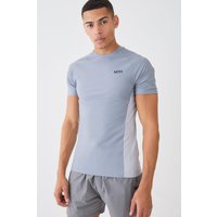 Mens Man Active Muscle Fit Colorblock T-Shirt - Grau - XXL, Grau von boohooman