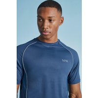 Mens Man Active Muscle-Fit T-Shirt - Blau - XS, Blau von boohooman