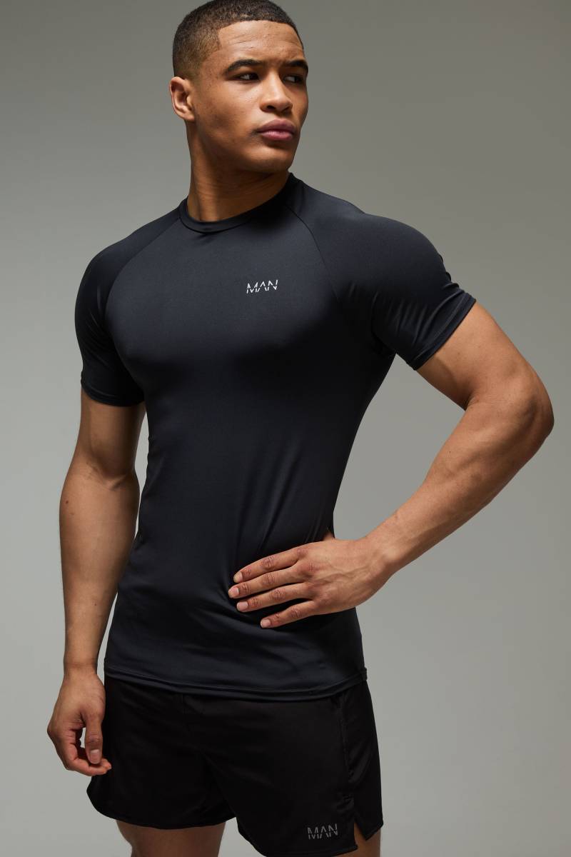 Man Active Muscle-Fit T-Shirt - Schwarz - XS, Schwarz von boohooman
