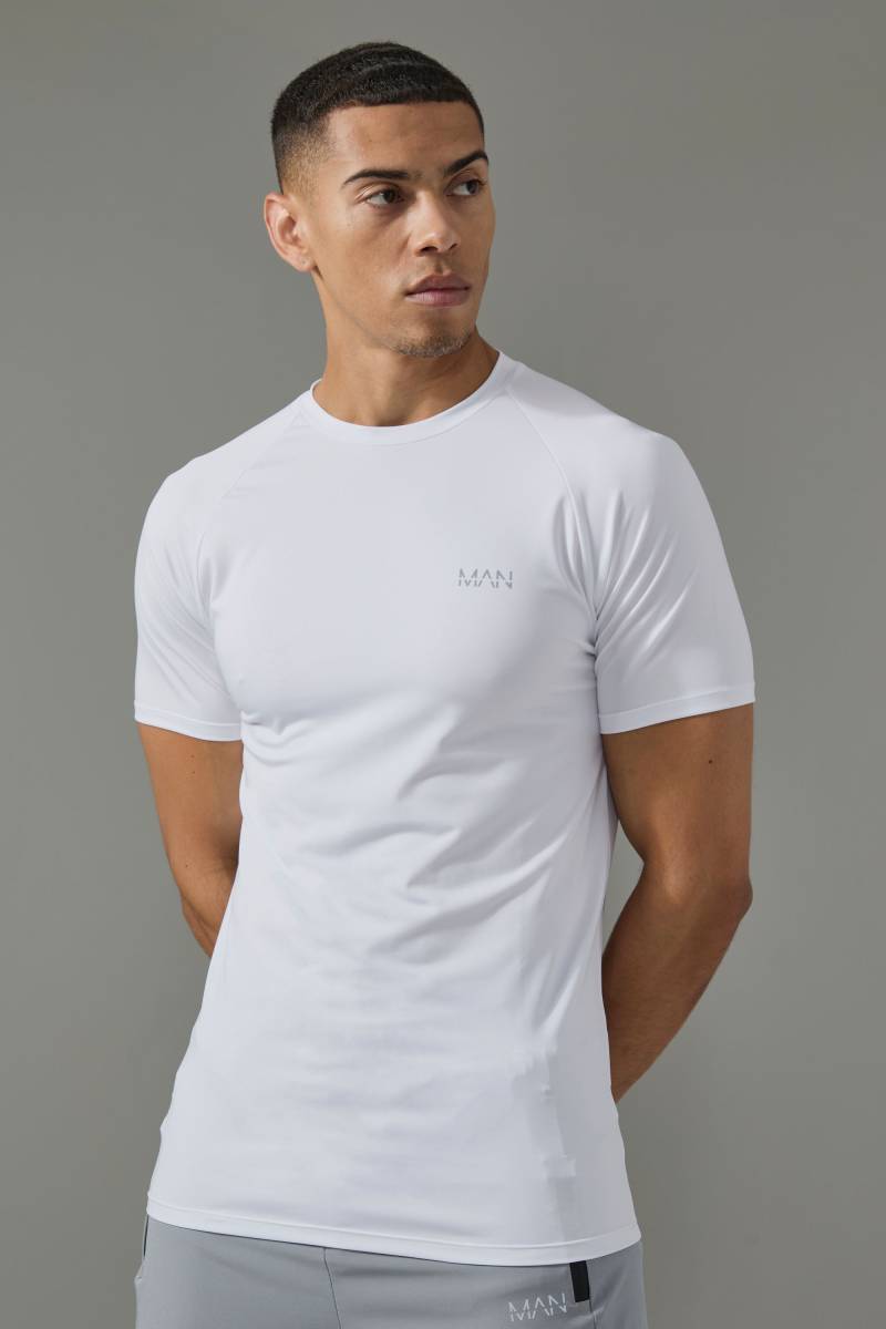 Man Active Muscle-Fit T-Shirt - Weiß - XS, Weiß Man Active Muscle-Fit T-Shirt - Weiß - XS, Weiß von boohooman