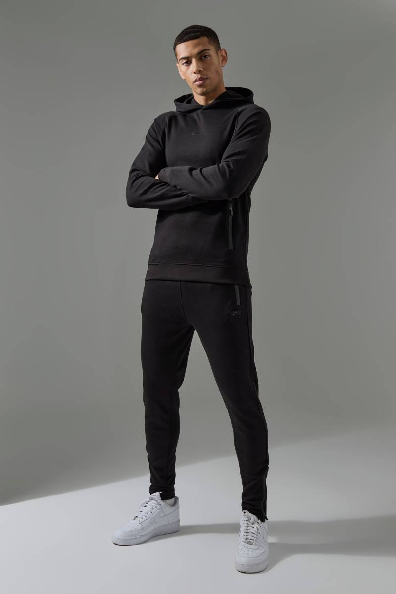 Man Active Pro Fleece Hoodie & Skinny Jogginghose - Schwarz - XXL, Schwarz von boohooman