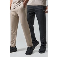 Mens 2er-Pack Man Active Stretch-Jogginghose - Schwarz - M, Schwarz von boohooman