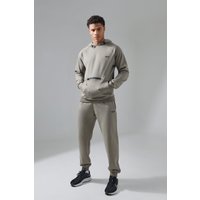 Mens Man Active Tech Hoodie und Jogginghose - Khaki - M, Khaki von boohooman