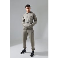 Mens Man Active Tech Hoodie und Jogginghose - Khaki - XL, Khaki von boohooman