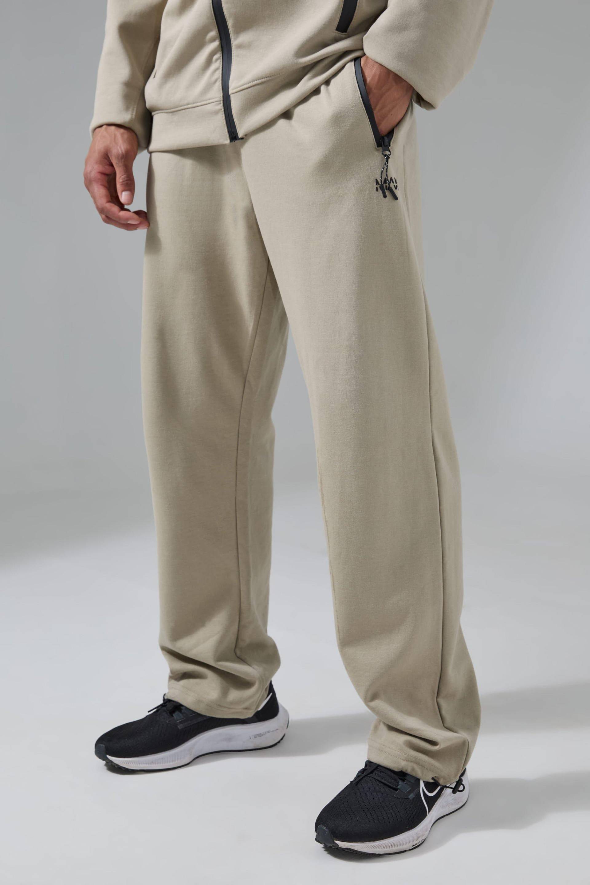 Mens Man Active Tech Jogginghose mit Reißverschluss - Khaki - XL, Khaki von boohooman