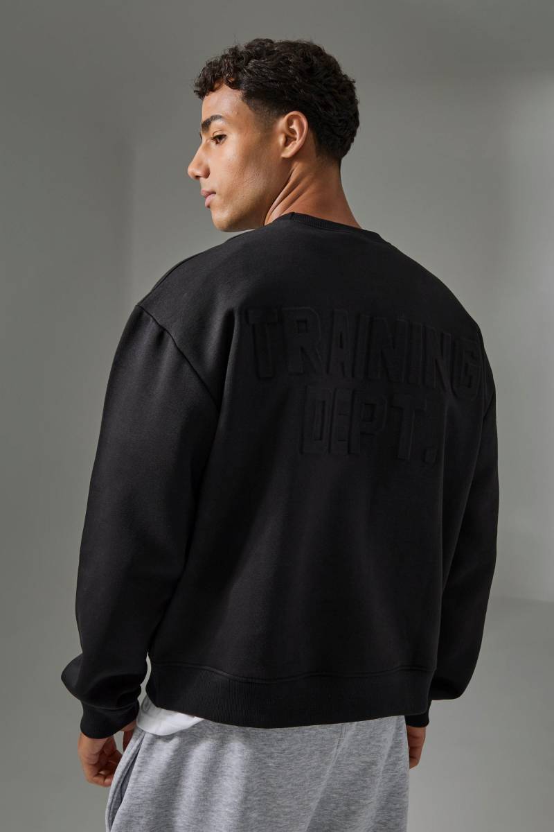 Kastiges geprägtes Man Active Training Dept Sweatshirt - Schwarz - M, Schwarz von boohooman