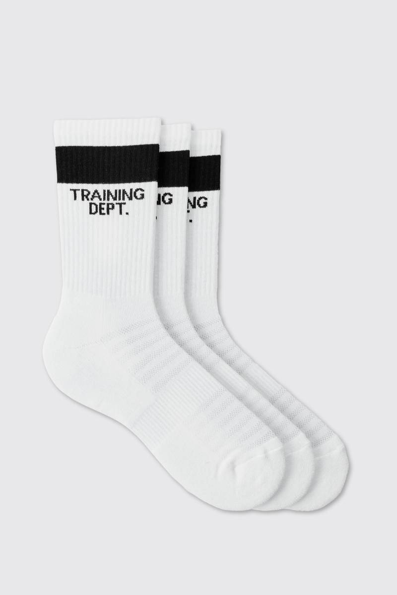 3er-Pack Man Active Training Dept gepolsterte Rundhals-Socken - Weiß - ONE SIZE, Weiß von boohooman