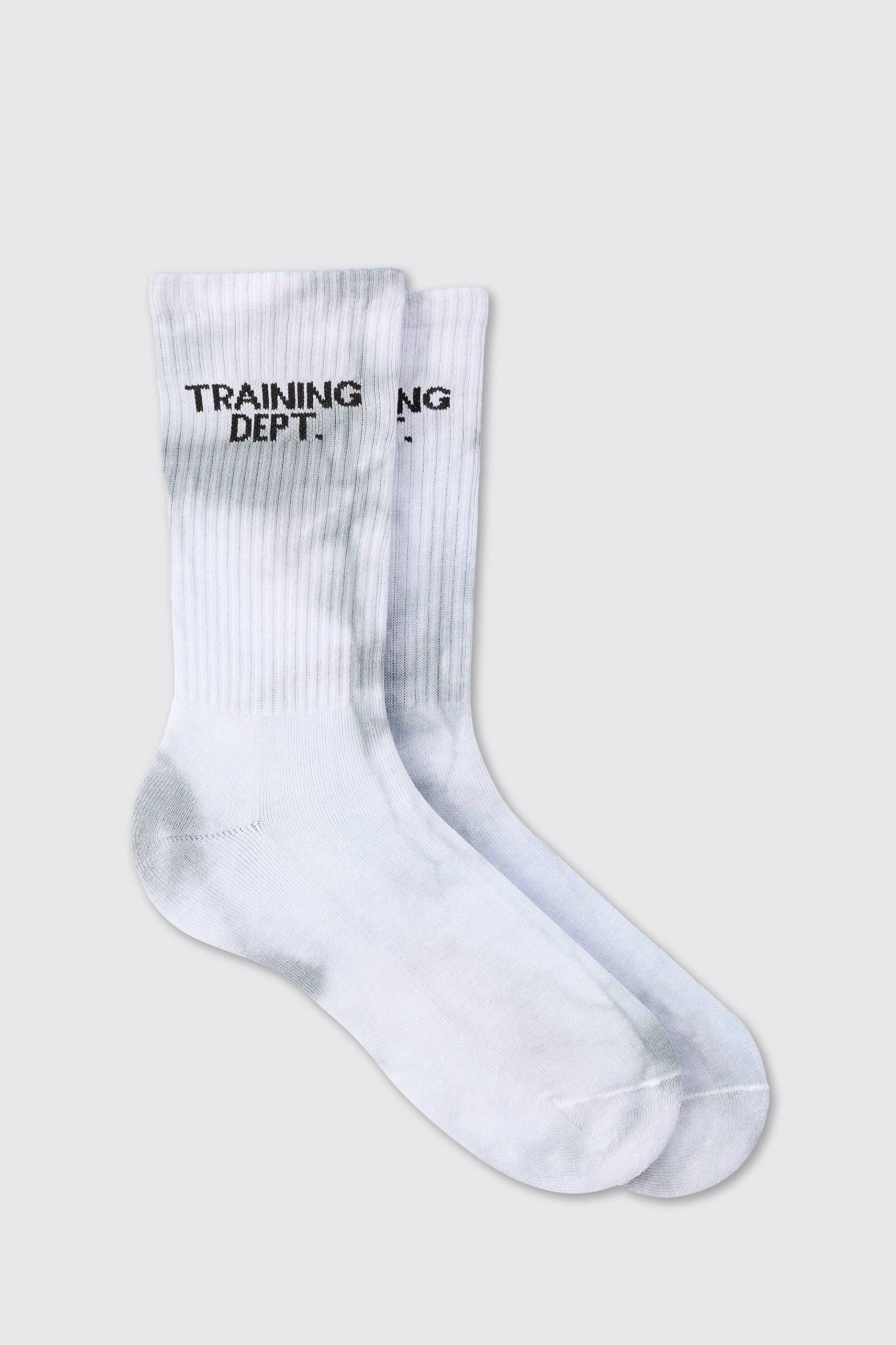 Mens Man Active Training Dept Tie-dye Crew Socks - Grau - ONE SIZE, Grau von boohooman