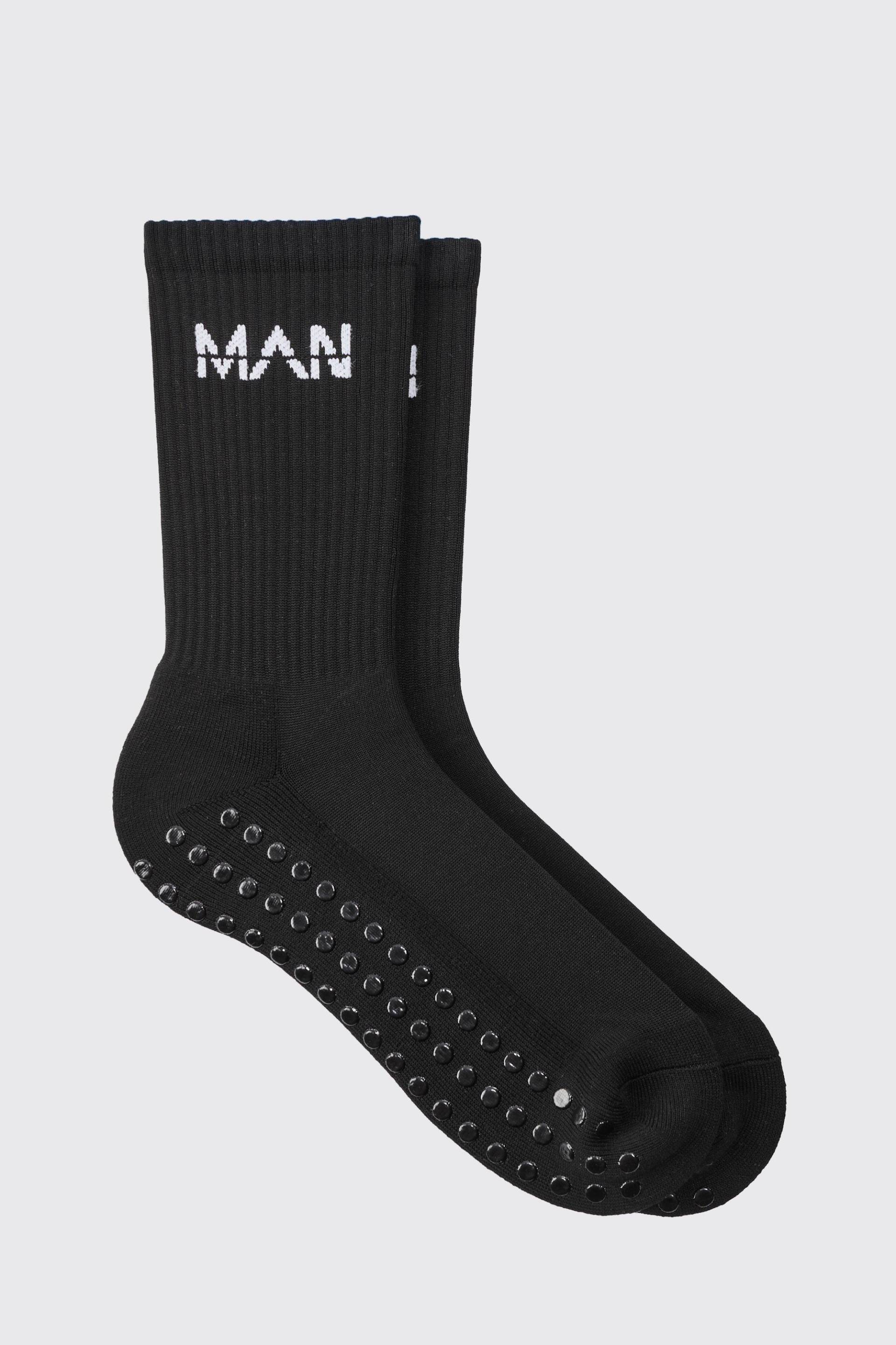 Mens Man Active Training Grip Crew Socks - Schwarz - ONE SIZE, Schwarz von boohooman