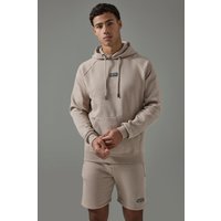 Man Active Trainingshoodie und Shorts - Taupe - M, Taupe von boohooman