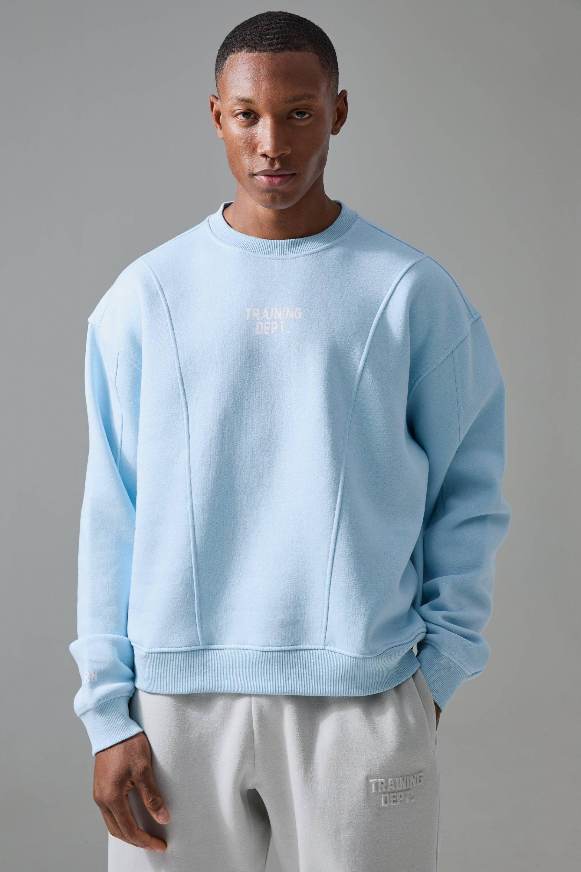 Mens Man Active Traning Dept Oversized Boxy Sweatshirt - Blau - S, Blau von boohooman