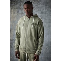 Mens Man Active Relaxed Day Hoodie mit Reißverschluss - Khaki - M, Khaki von boohooman