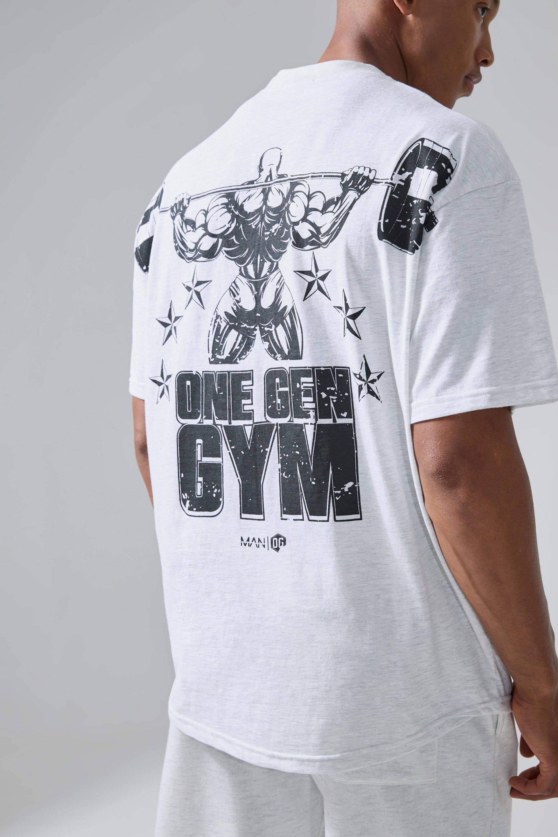 Mens Man Active X Og Gym Oversized Xxl Back Print T-shirt - Grau - L, Grau von boohooman