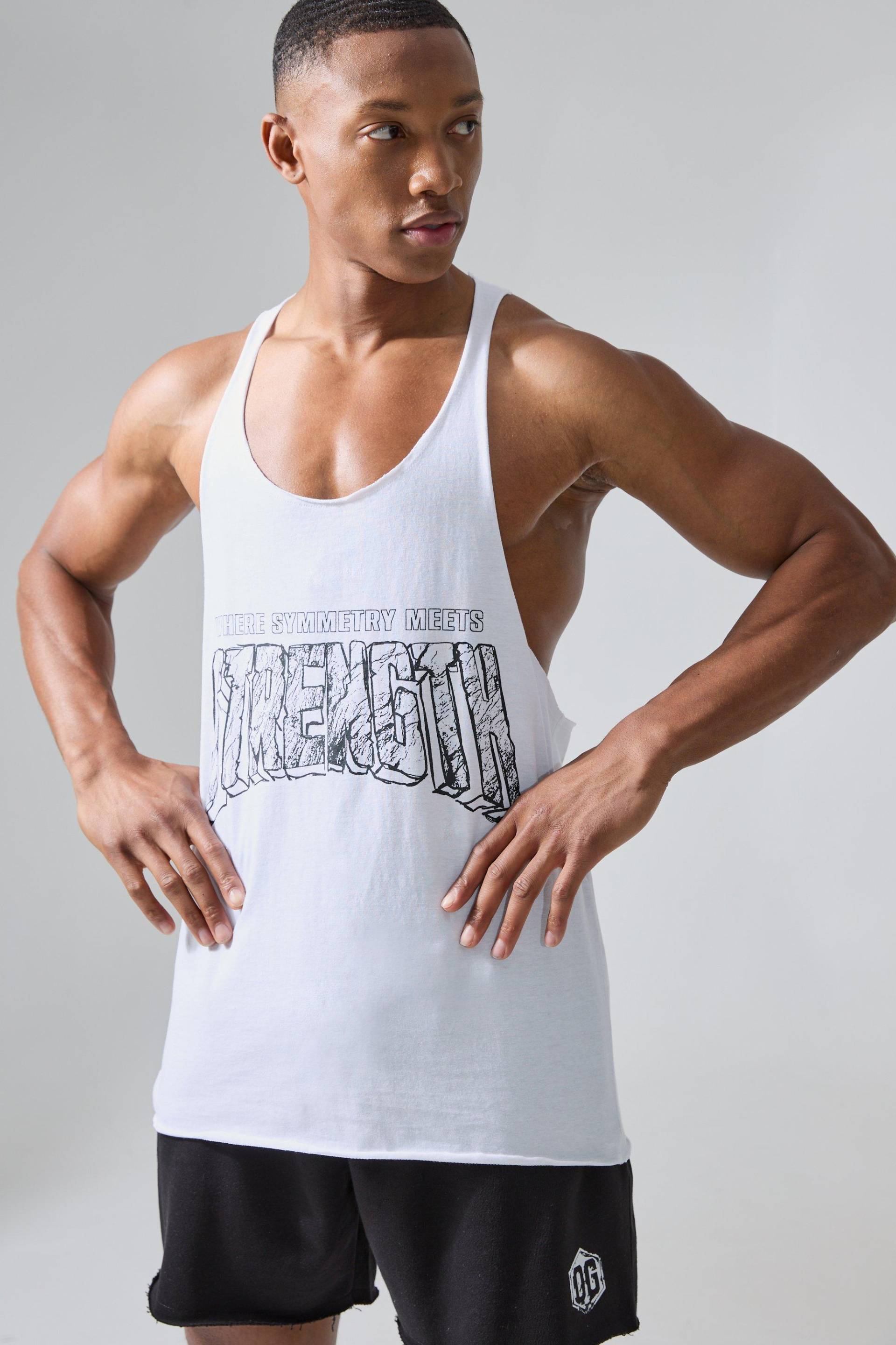 Mens Man Active X Og Gym Stringer Vest - Weiß - L, Weiß von boohooman