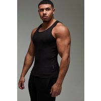 Man Active geripptes Muscle-Fit Gym vesttop - Schwarz - XL, Schwarz von boohooman