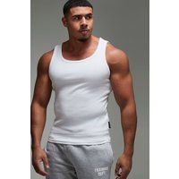 Man Active geripptes Muscle-Fit Gym vesttop - Weiß - M, Weiß von boohooman