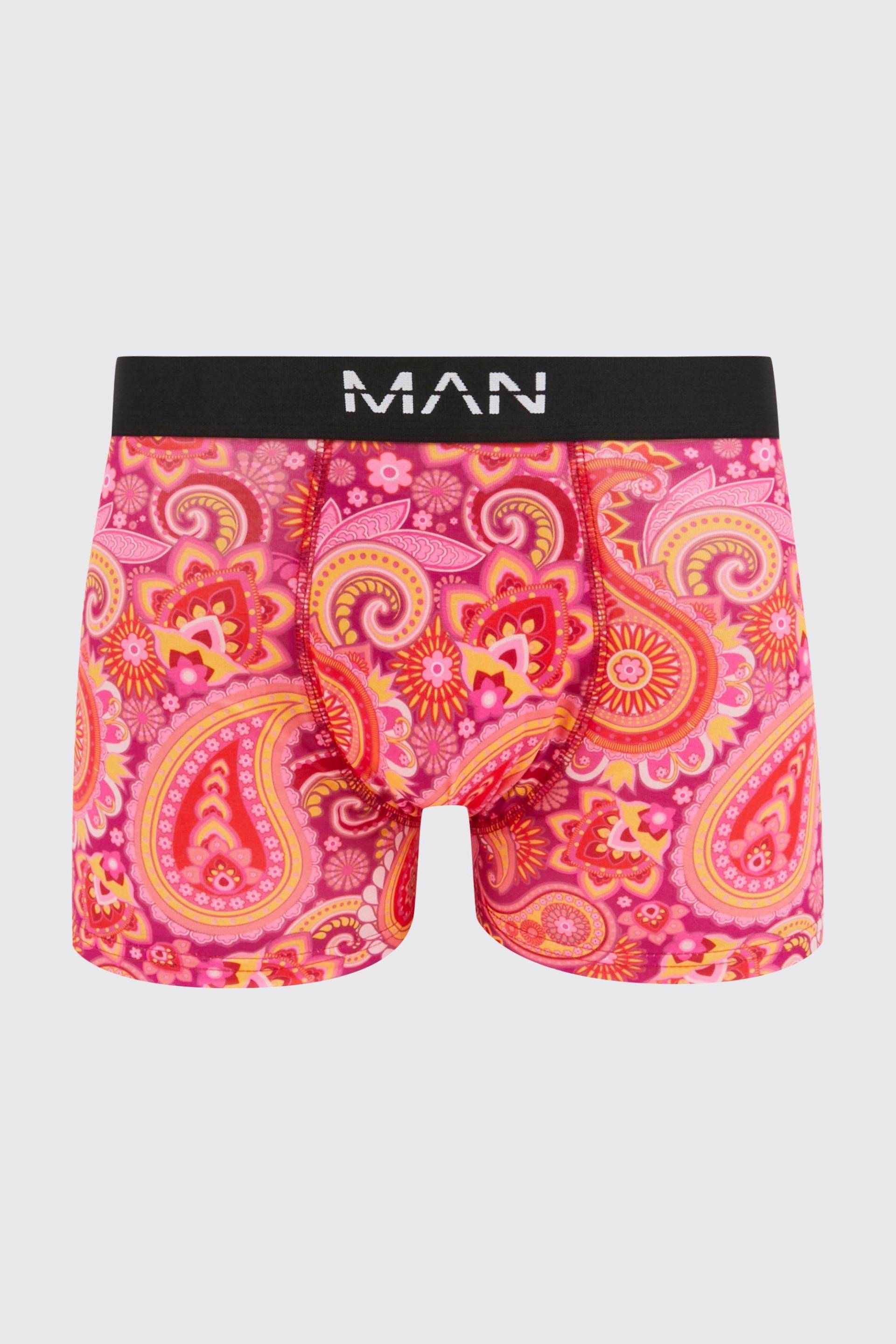 Mens Man Boxershorts mit Paisley-Print - Lila - L, Lila von boohooman