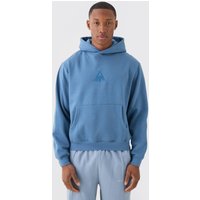 Mens Man Boxy Over The Head Basic Hoodie - Blau - M, Blau von boohooman