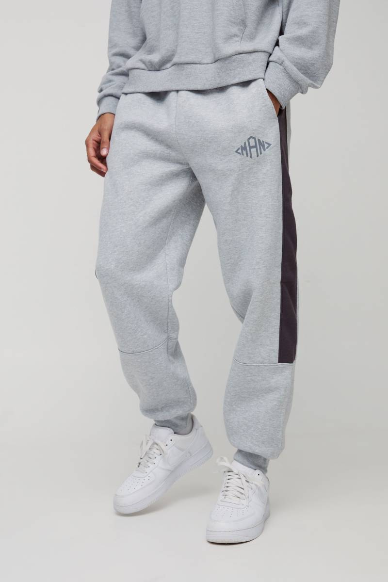 Man Colorblock Jogginghose - Grau - XS, Grau von boohooman
