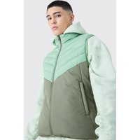 Mens Man Colorblock Weste mit Trichterkragen - Khaki - M, Khaki von boohooman