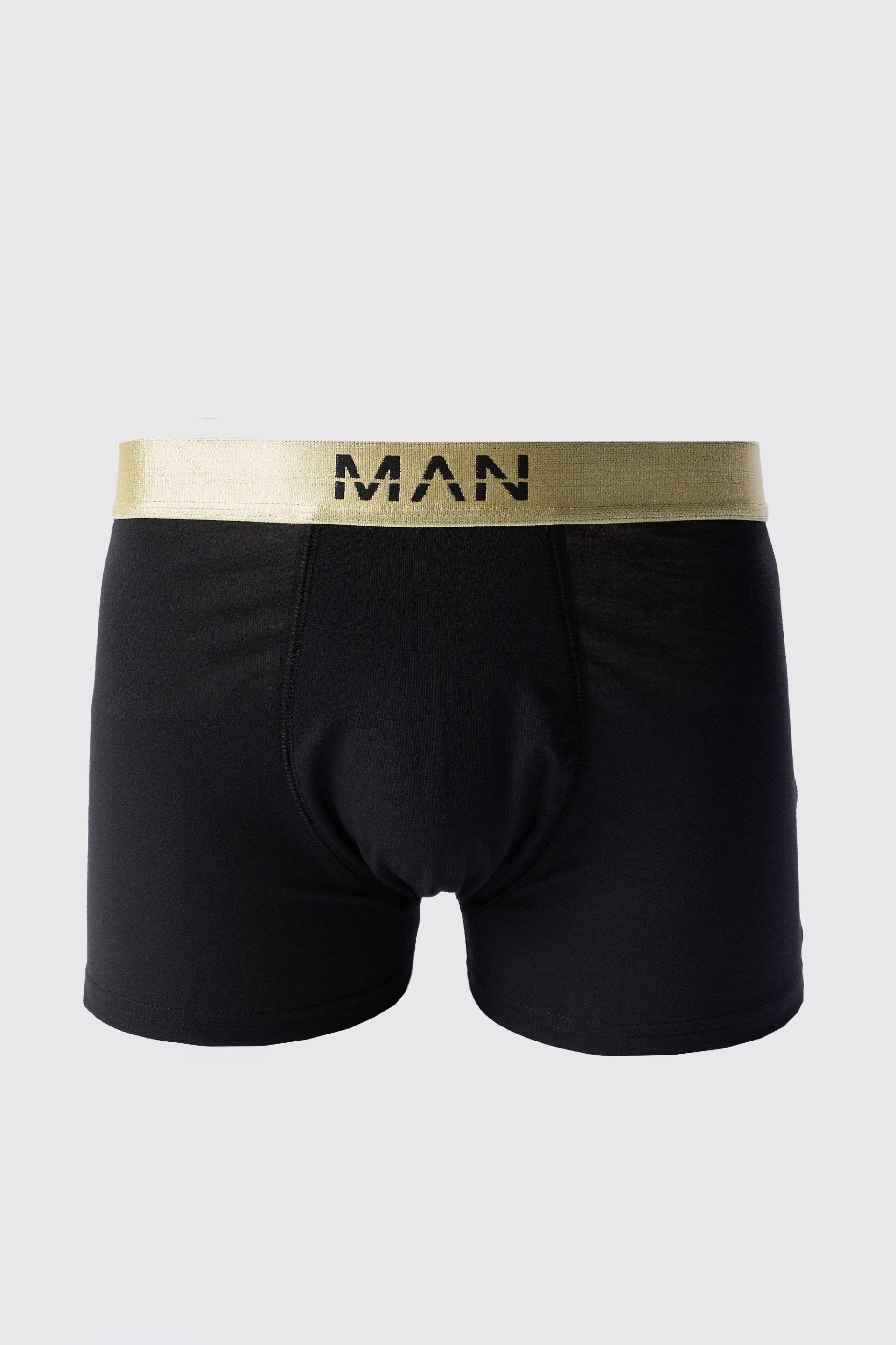 Mens Man Dash Gold Waistband Boxers In Black - Schwarz - S, Schwarz von boohooman