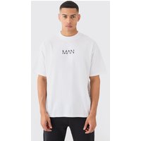 Mens Man Dash Oversized Basic Extended Neck T-shirt - Weiß - L, Weiß von boohooman