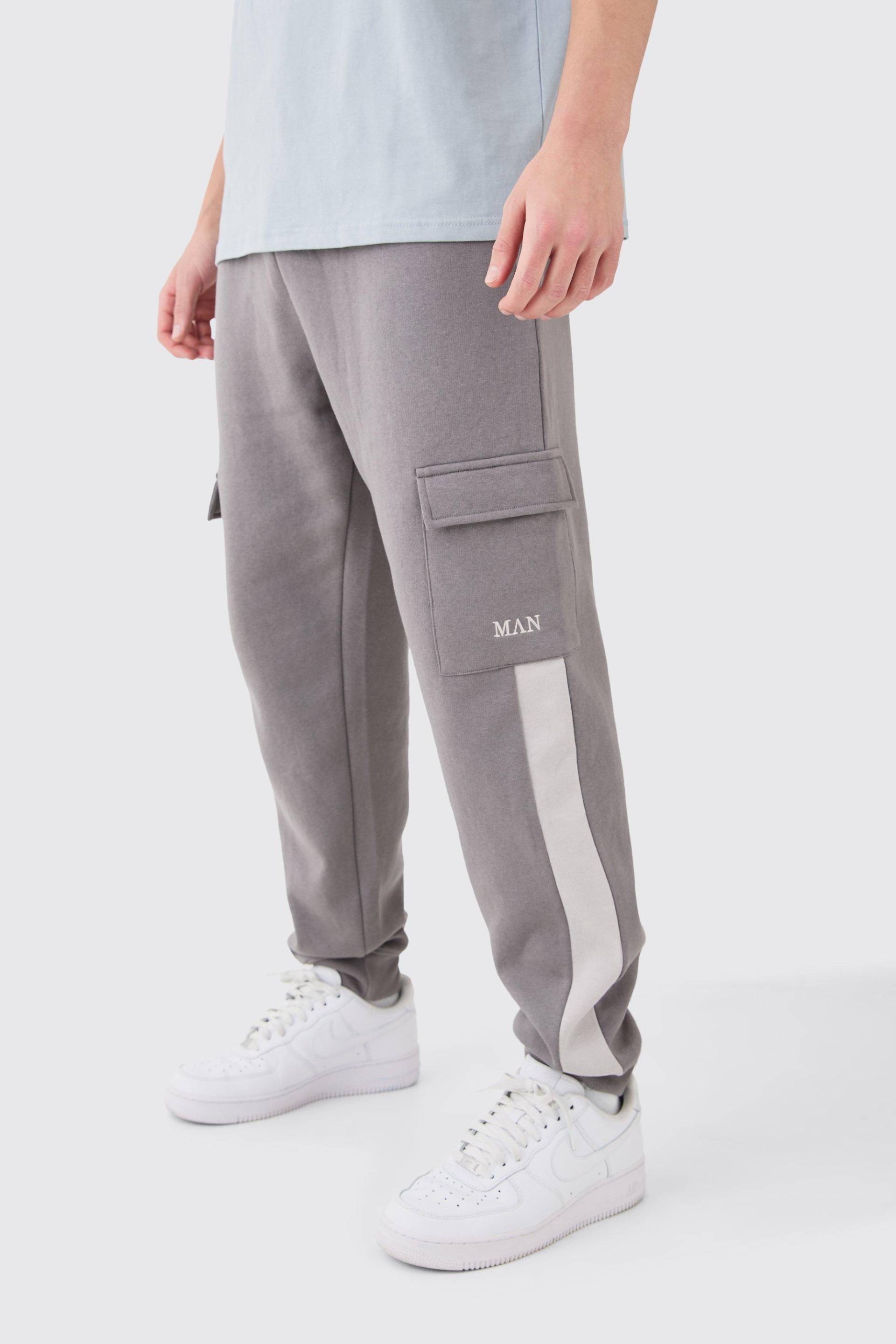 Mens Man Jogginghose mit Cargo-Taschen - Grau - S, Grau von boohooman