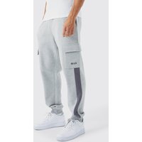 Mens Man Jogginghose mit Cargo-Taschen - Grau - XL, Grau von boohooman