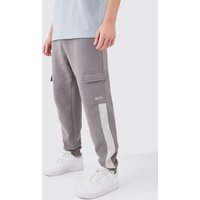 Mens Man Jogginghose mit Cargo-Taschen - Grau - XL, Grau von boohooman