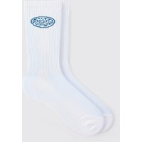 Mens Man Logo Socks - Weiß - ONE SIZE, Weiß von boohooman