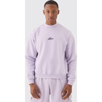 Mens Man Oversized Boxy Extended Neck Sweatshirt - Lila - M, Lila von boohooman