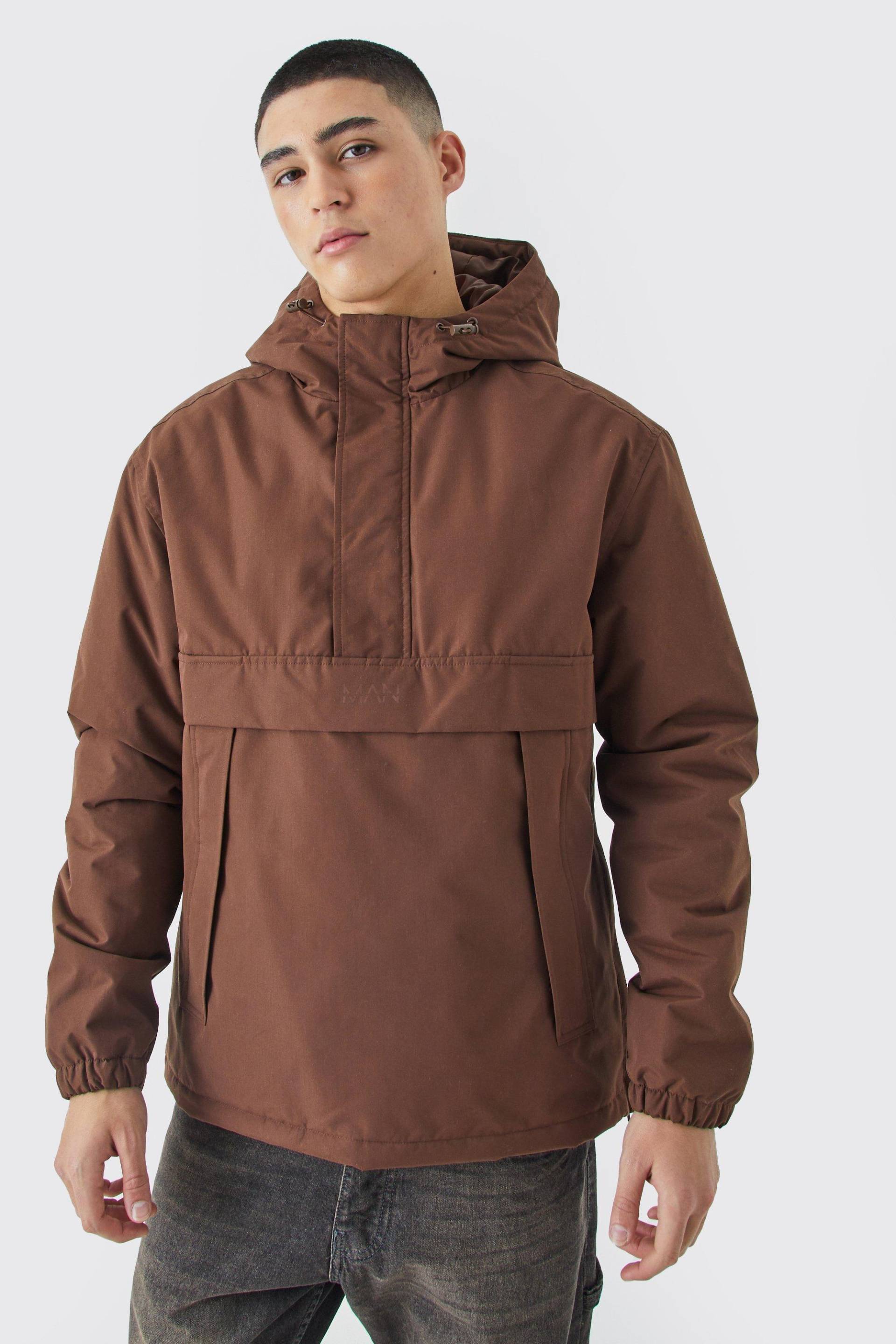 Mens Man Parka mit Kapuze - Braun - M, Braun von boohooman