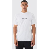 Mens Man Signature Chest Print T-shirt - Weiß - M, Weiß von boohooman