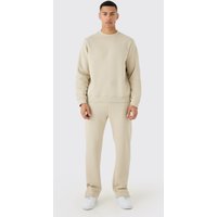 Mens Man Signature Extended Neck Split Hem Sweatshirt Tracksuit - Grau - M, Grau von boohooman