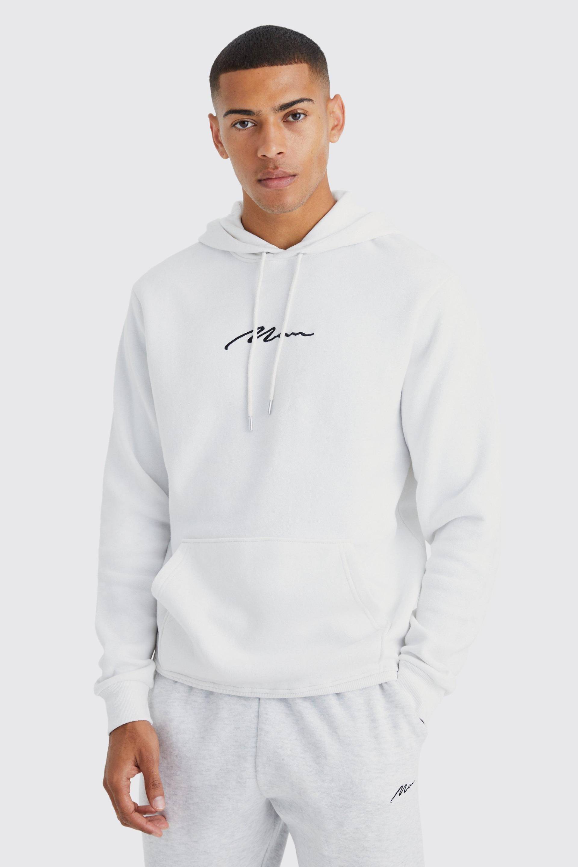 Mens Man Signature Hoodie - Weiß - L, Weiß von boohooman