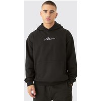 Mens Man Signature Oversized Over The Head Hoodie - Schwarz - M, Schwarz von boohooman