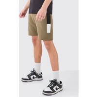 Mens Man Signature Slim Fit Colour Block Shorts - Grün - XL, Grün von boohooman