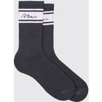 Mens Man Signature Socken mit Streifen - Schwarz - ONE SIZE, Schwarz von boohooman