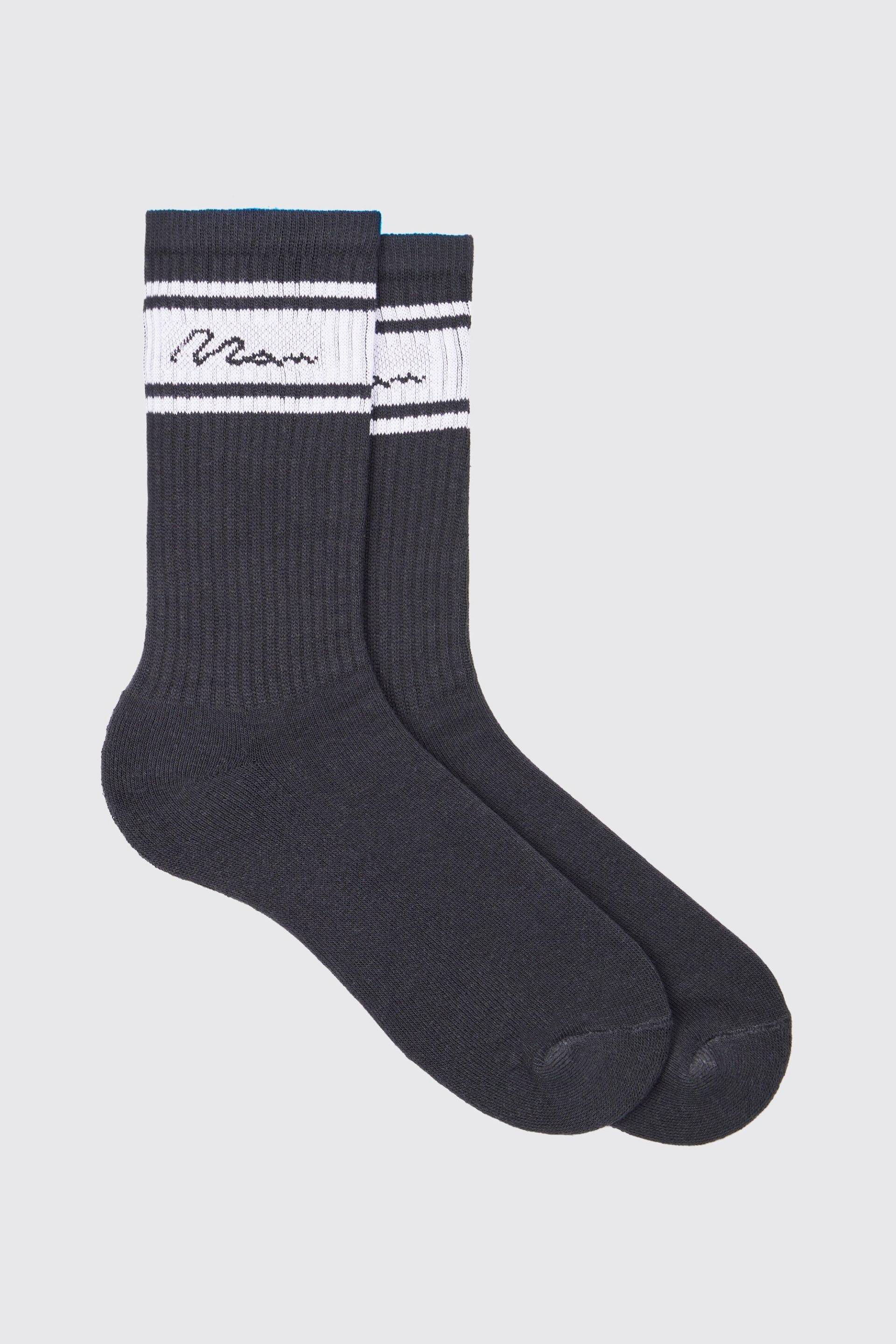 Mens Man Signature Socken mit Streifen - Schwarz - ONE SIZE, Schwarz von boohooman